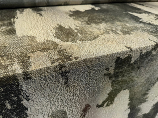 Power mesh net stretch spandex fabric, per metre - abstract print - olive & sage green