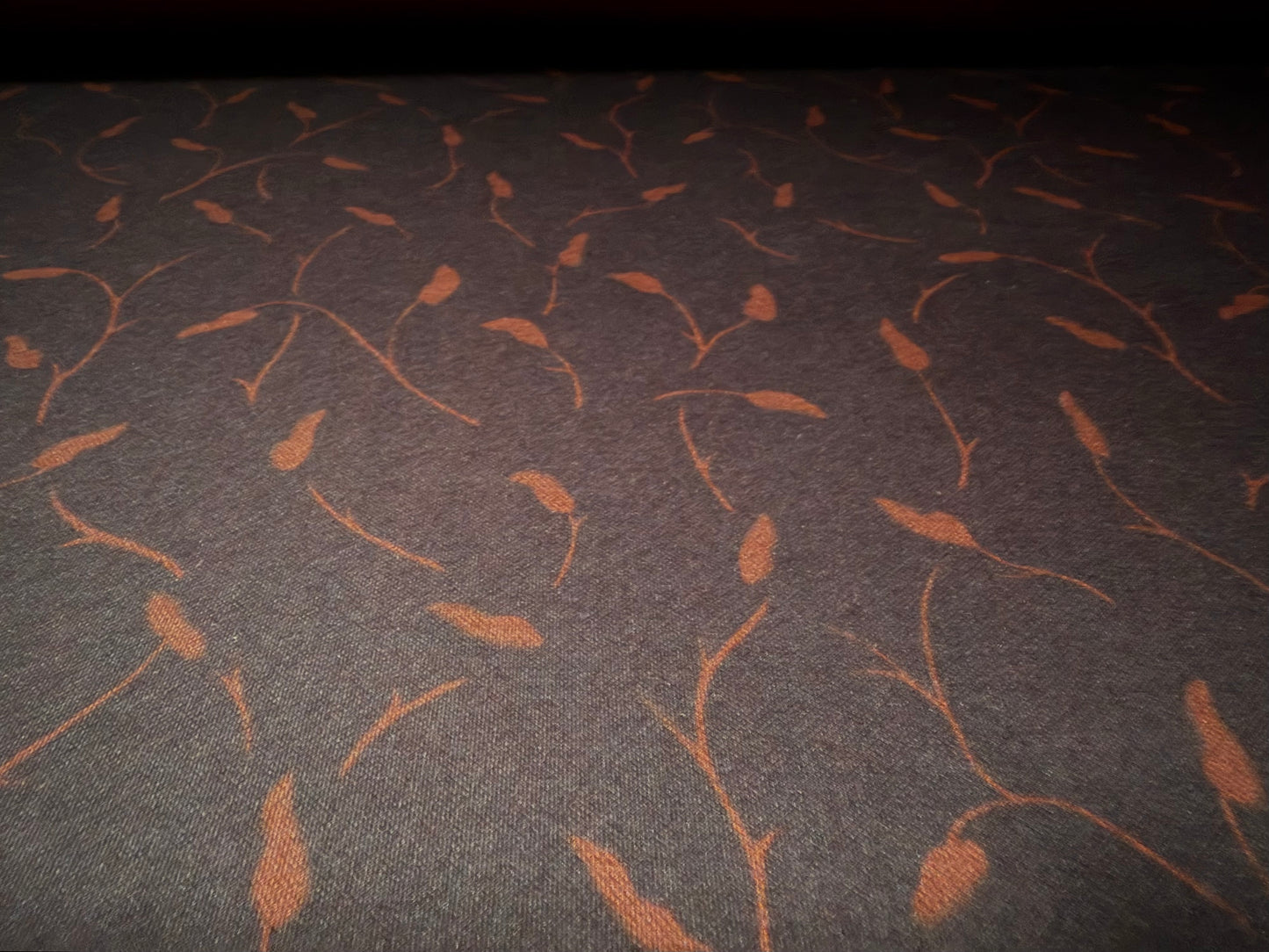 Scuba stretch double jersey fashion fabric, per metre - leaf print - aubergine