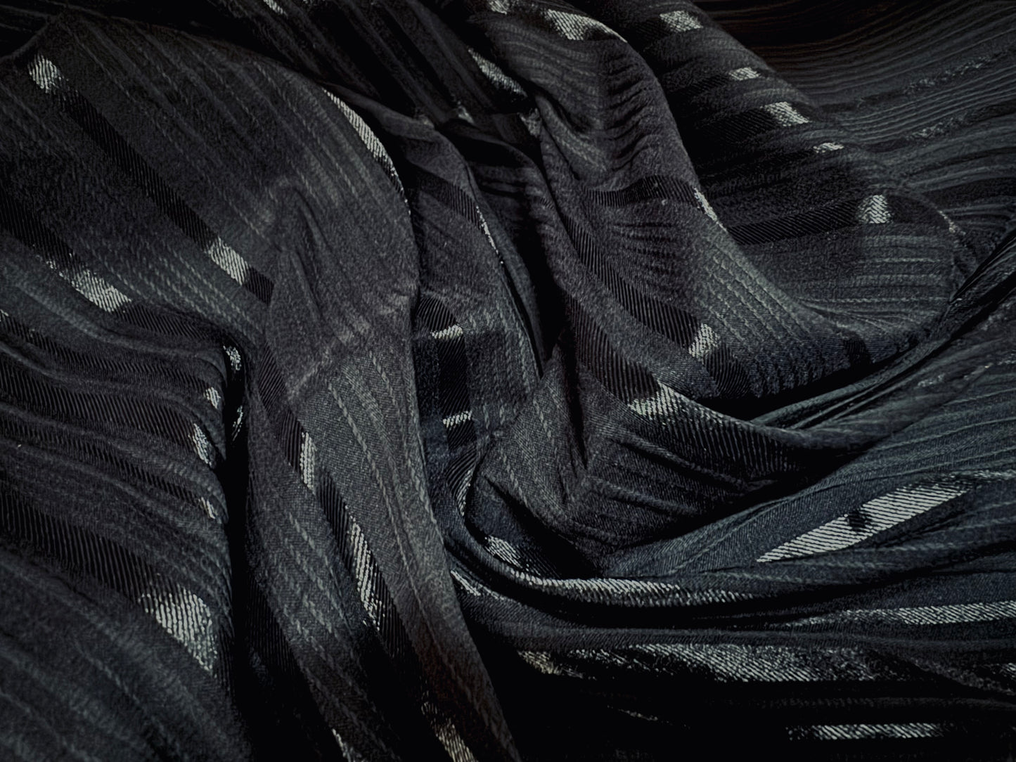 Stretch woven dress fabric, per metre - satin stripe - black