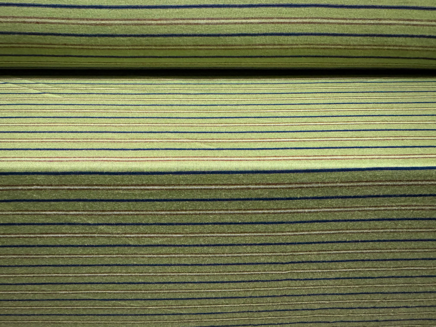 Soft handle single jersey fabric, per metre - stripe - pea green & navy