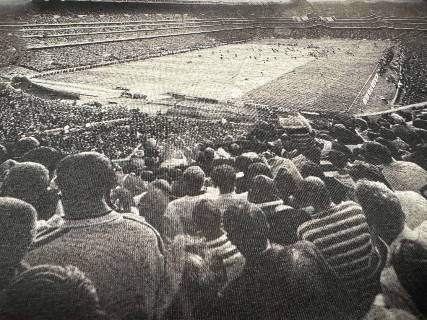 Thick & thin stretch spandex single jersey fashion fabric, per metre - Wembley Cup Final print - monochrome