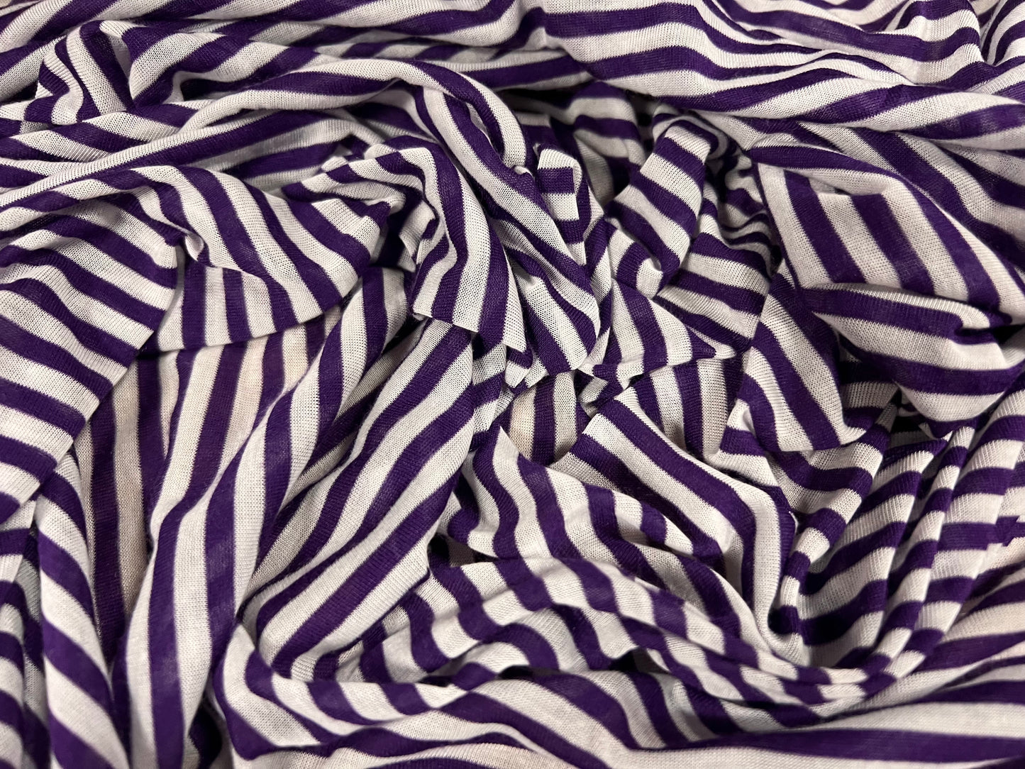 Viscose blend single jersey fabric, per metre - stripe - purple & white