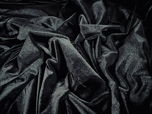 Spandex velvet stretch fabric, per metre - plain - black