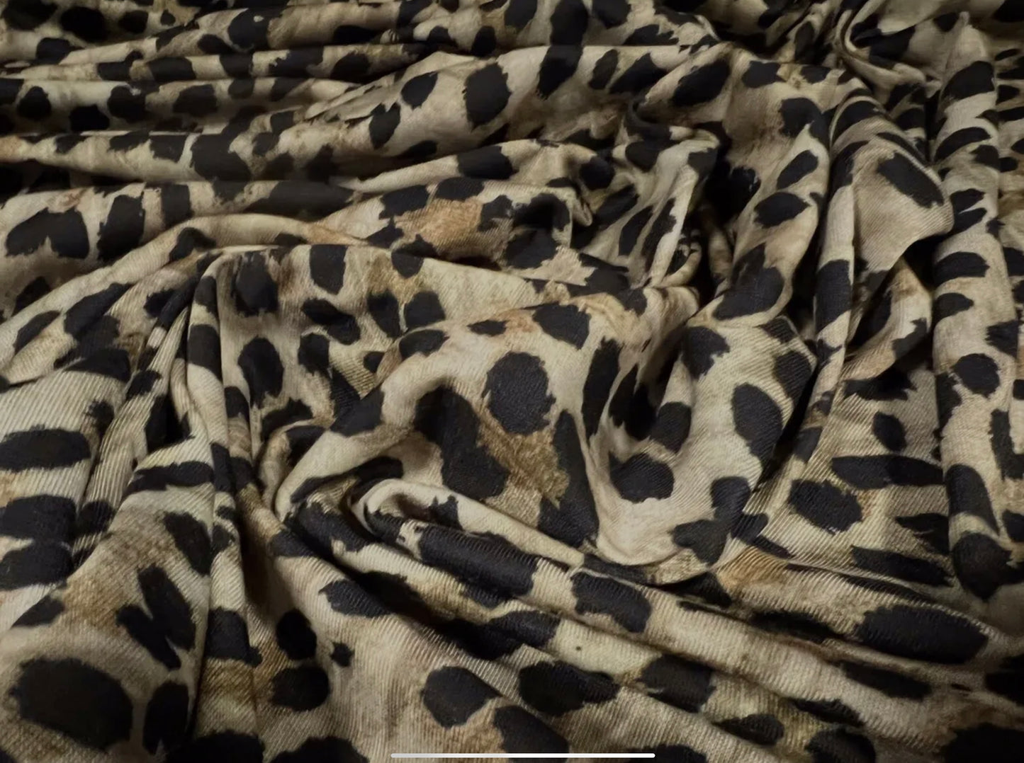 Soft handle single jersey fabric, per metre - leopardskin animal print - drab