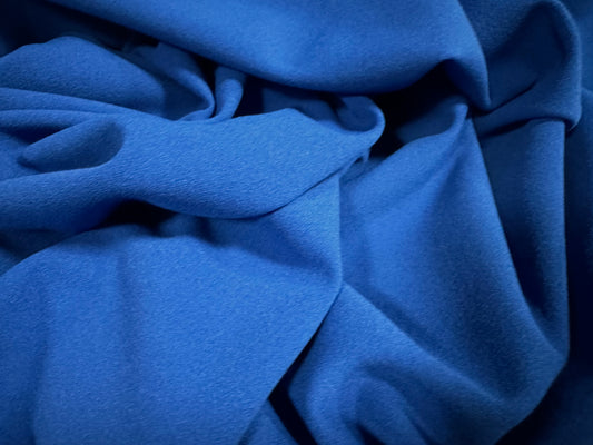 Scuba crepe stretch spandex double jersey fabric, per metre - plain - cobalt blue