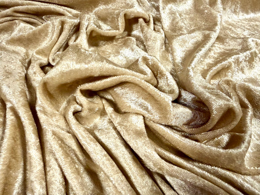 Panné velour velvet crushed dress fabric, per metre - plain - gold