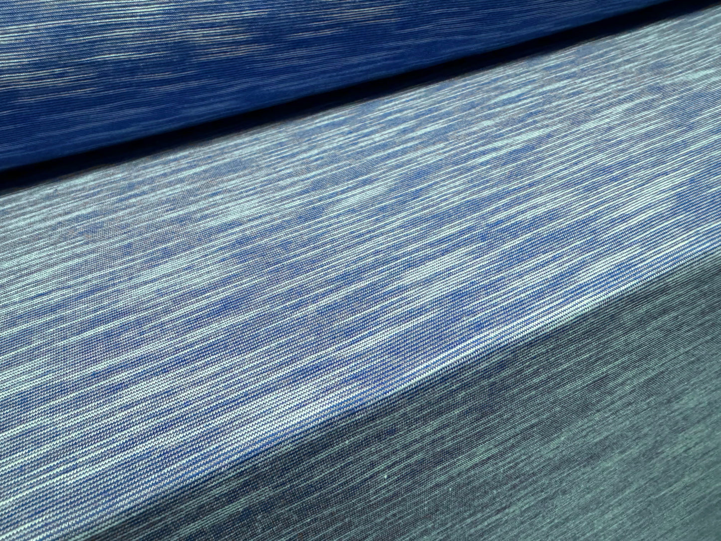 Viscose blend single jersey fabric, per metre - melange slub - chambray blue