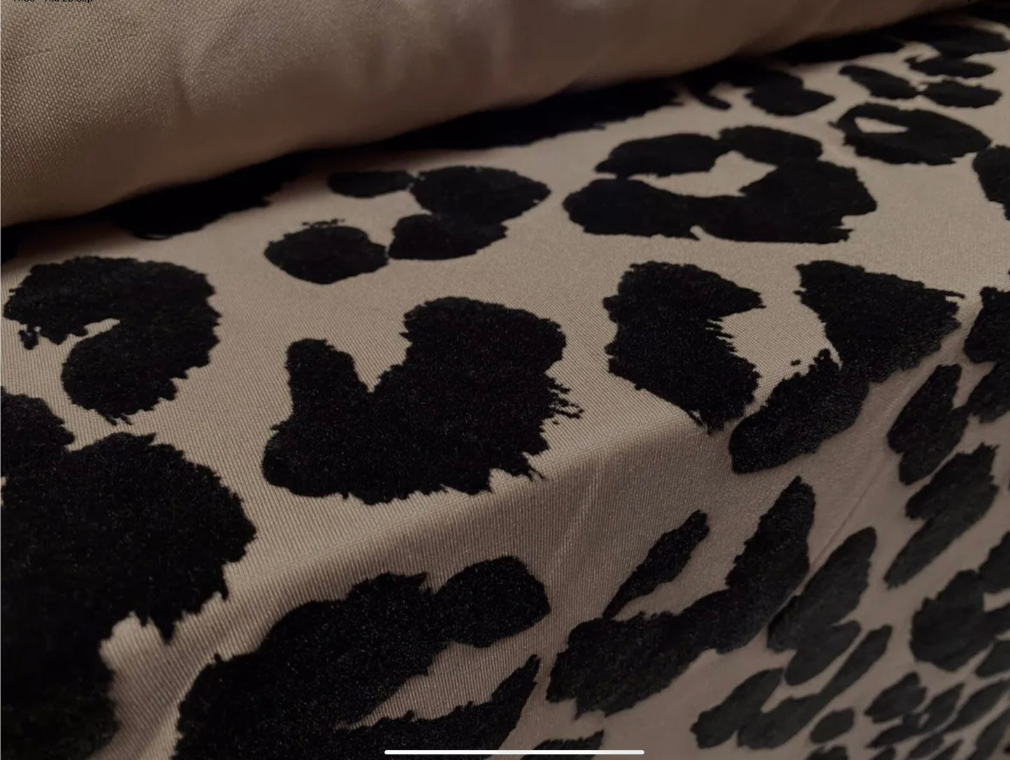 Stretch spandex double jersey fabric, per metre - flocked cheetah animal print - sand brown & black