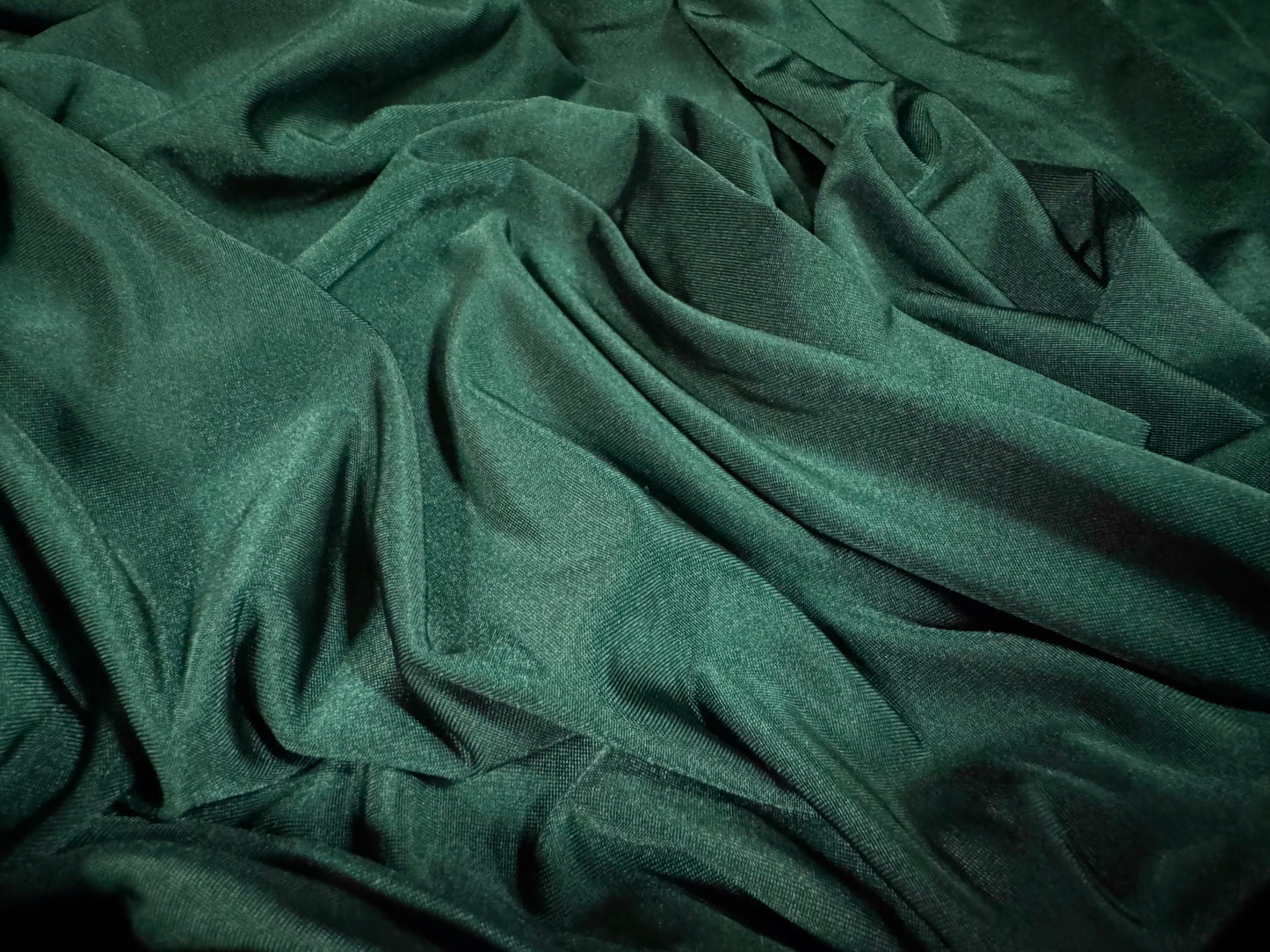Soft touch spandex stretch jersey dress fabric, per metre - plain - dark green