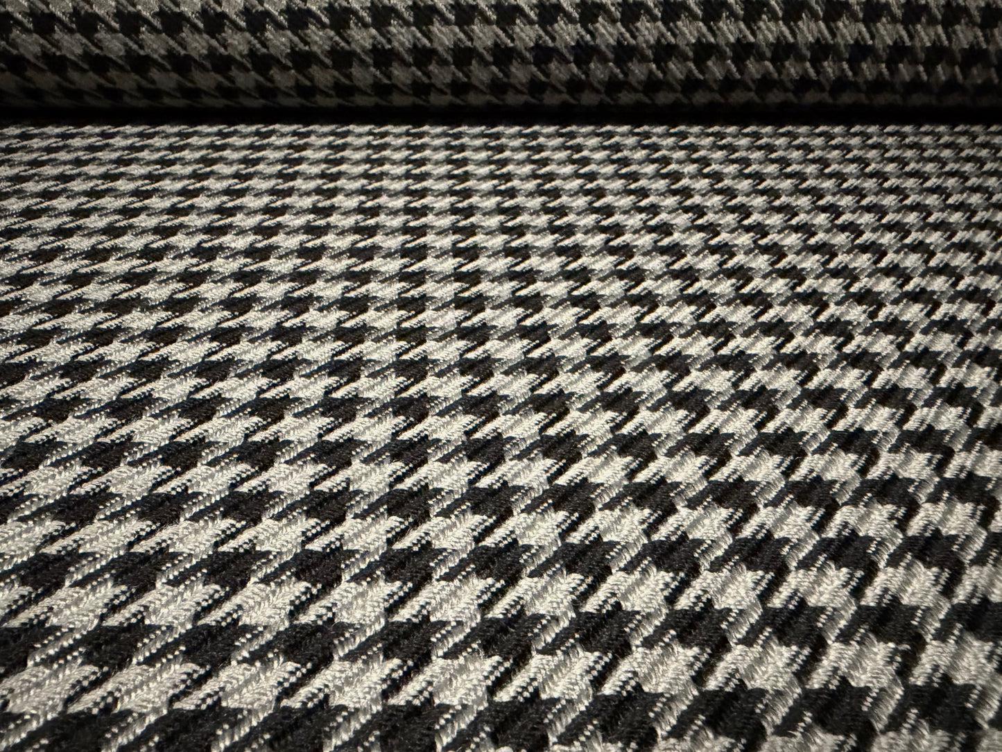 Heavyweight wool coat weight fabric, per metre - houndstooth jacquard - grey & black