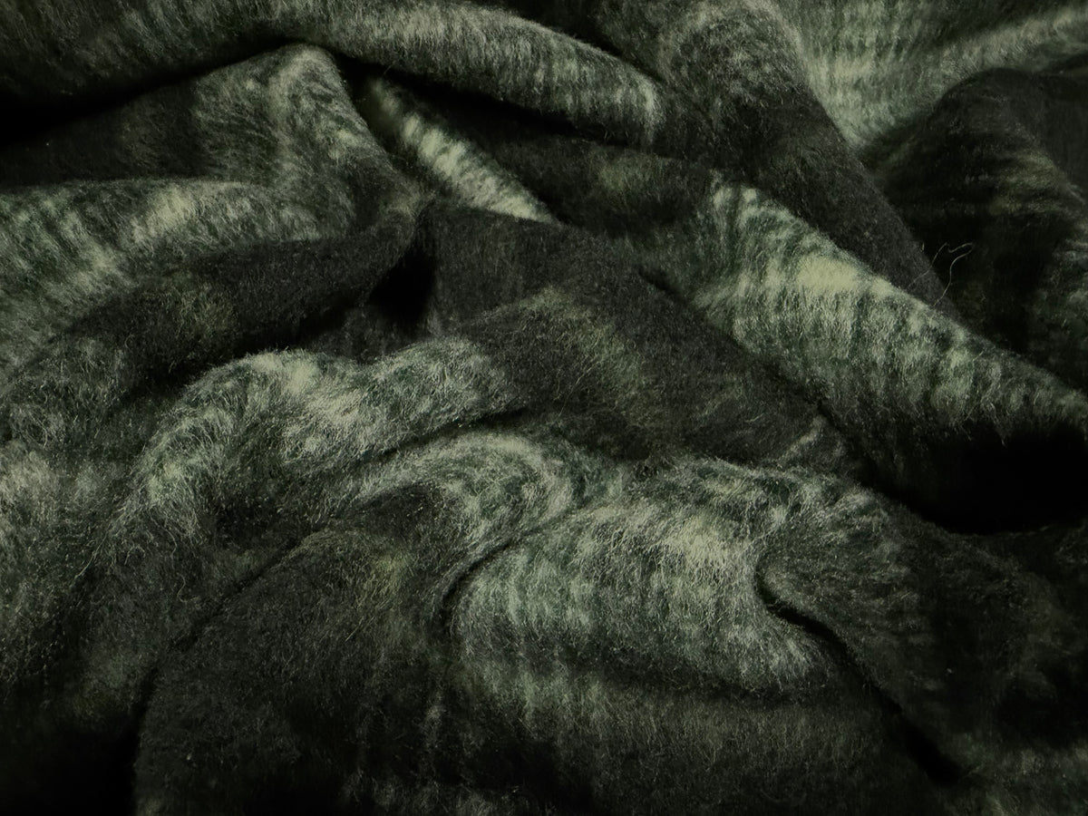 Heavyweight wool flannel fabric, per metre - tartan check - bottle green