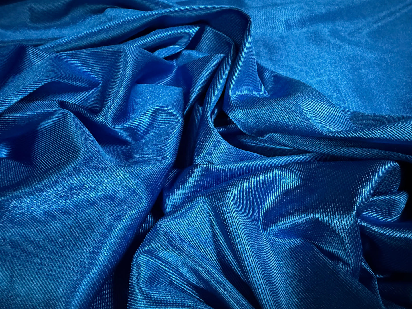 Stretch satin activewear jersey fabric, per metre - plain - cobalt blue