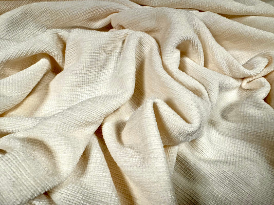 Soft chenille upholstery fabric, per metre - plain - cream