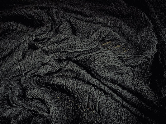 Heavyweight couture frill crochet knit fabric, per metre - black