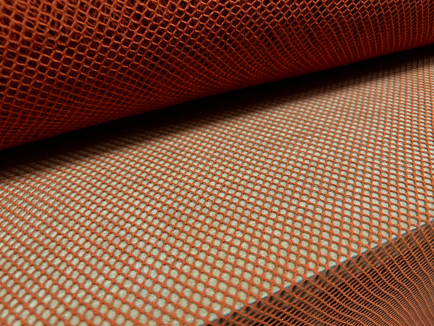 Stretch fishnet mesh jersey fabric, per metre - plain - rust