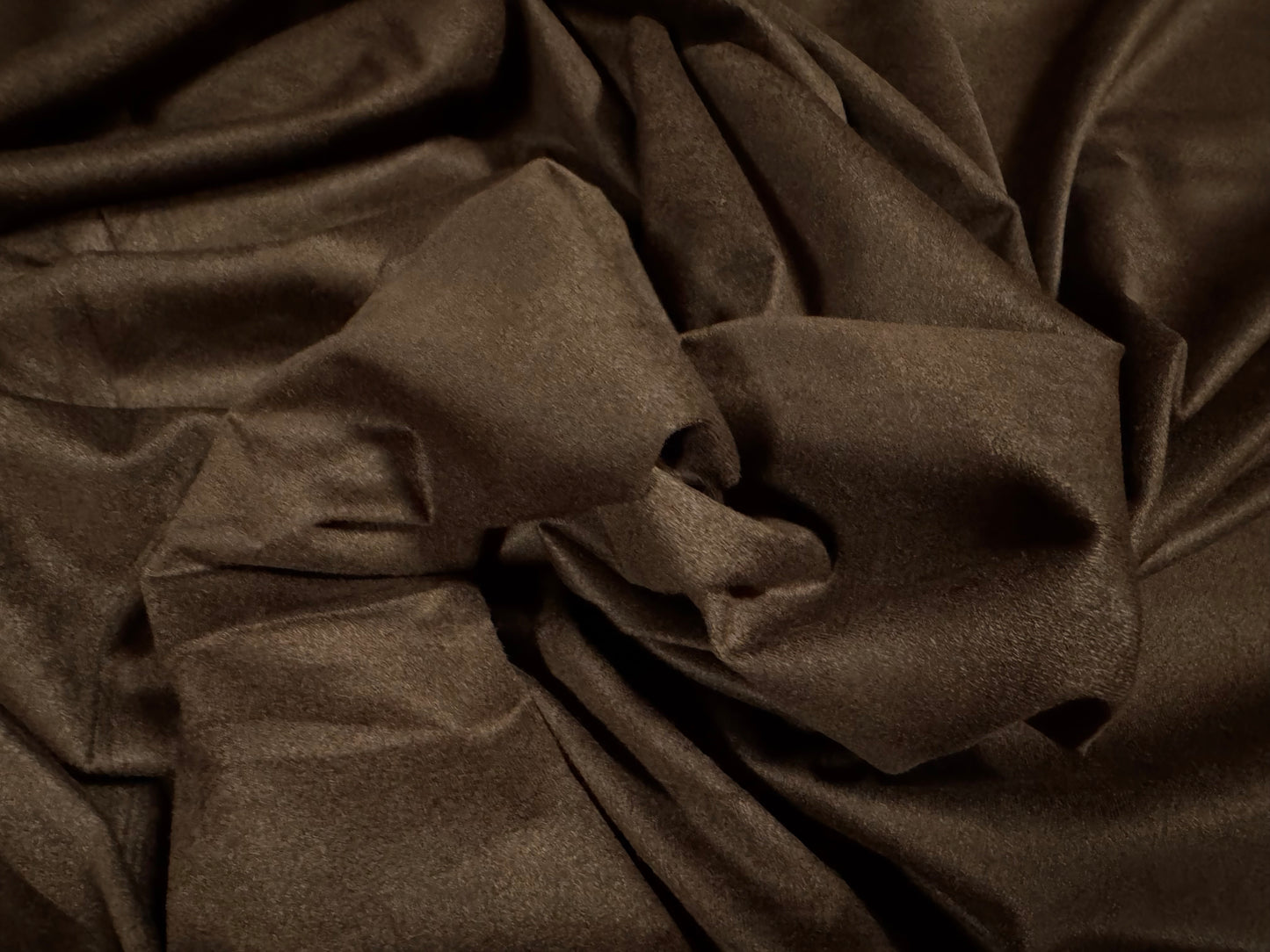 Faux suede stretch spandex jersey fabric, per metre - plain - dark brown