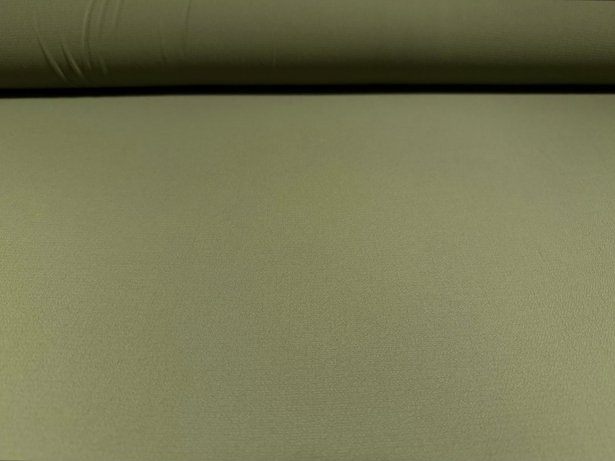 Bubble crepe plain weave fabric with spandex - khaki green