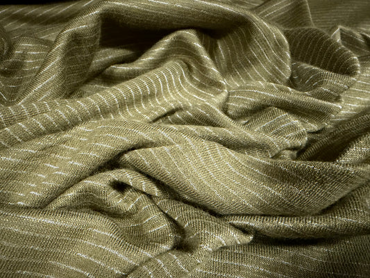 Ponte Roma double jersey fabric, per metre - pinstripe - dual face - khaki