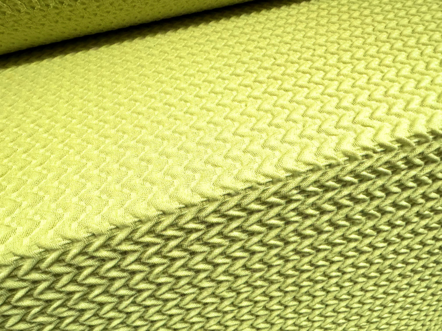 Stretch double jersey fashion fabric, per metre - zigzag blister jacquard - green