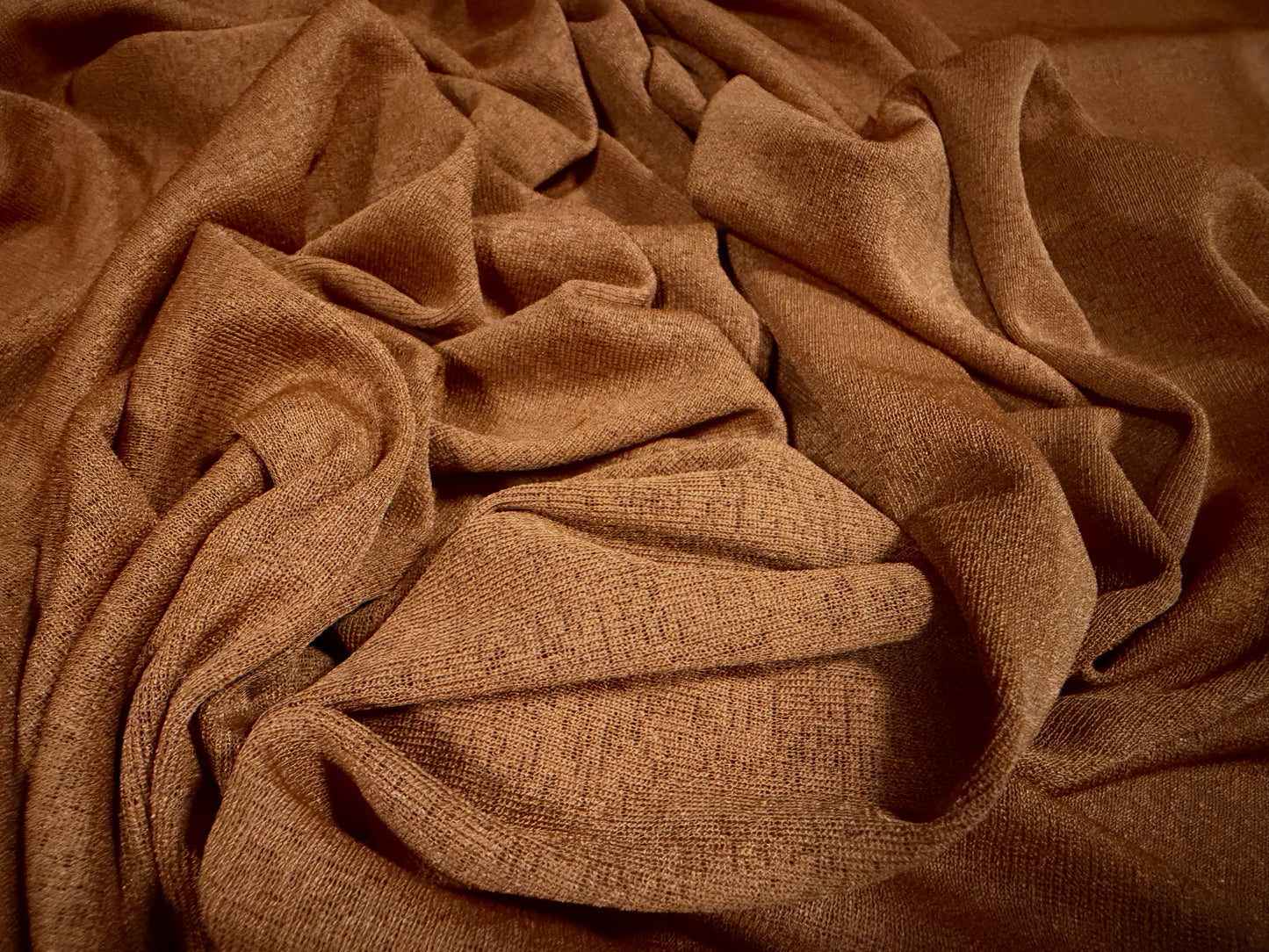 Thick & thin stretch spandex single jersey fashion fabric, per metre - plain - auburn