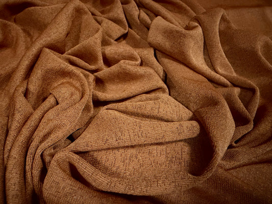 Thick & thin stretch spandex single jersey fashion fabric, per metre - plain - auburn