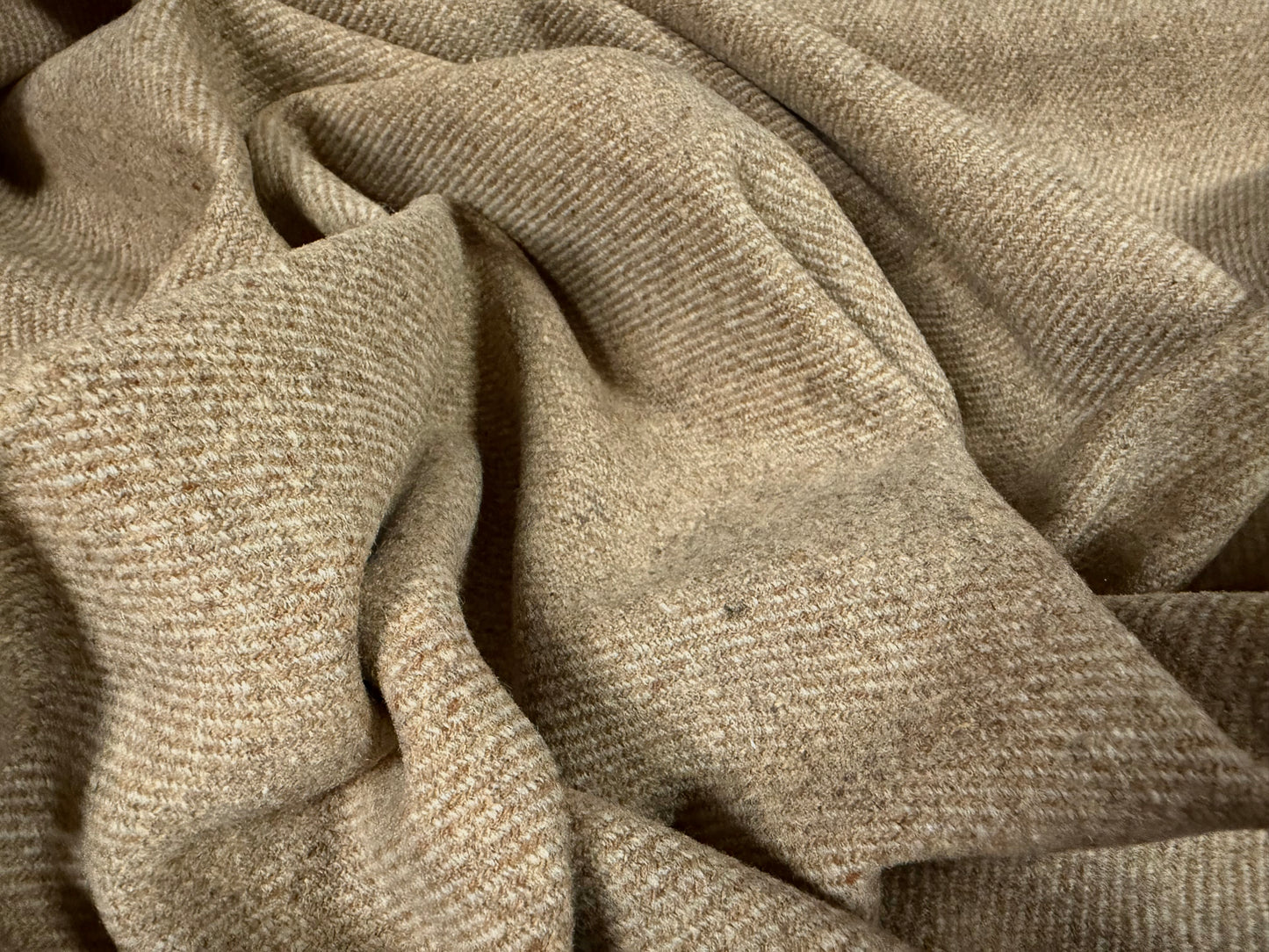 Wool flannel coat jacket fabric, per metre - plain - brown stone