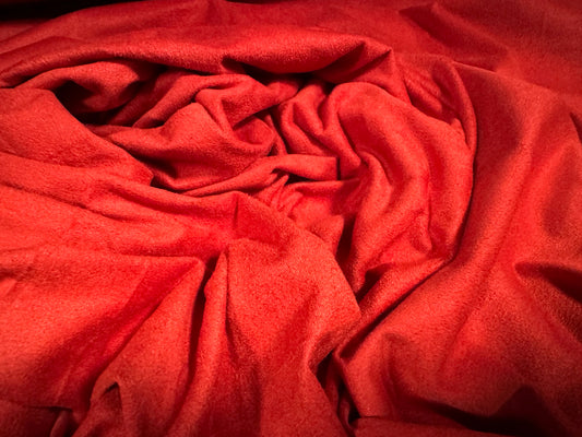 Faux suede stretch spandex jersey fabric, per metre - plain - red