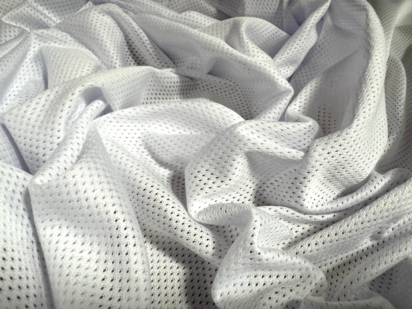 Birdseye airtex mesh eyelet fabric, per metre - plain - white