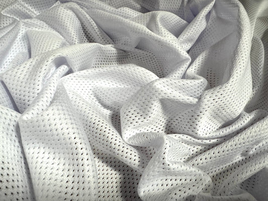 Birdseye airtex mesh eyelet fabric, per metre - plain - white