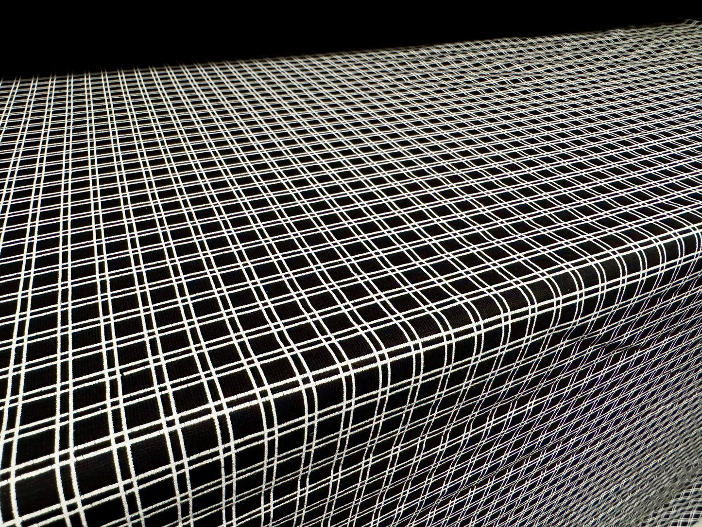Viscose spandex stretch jersey fabric, per metre - check print - black & white