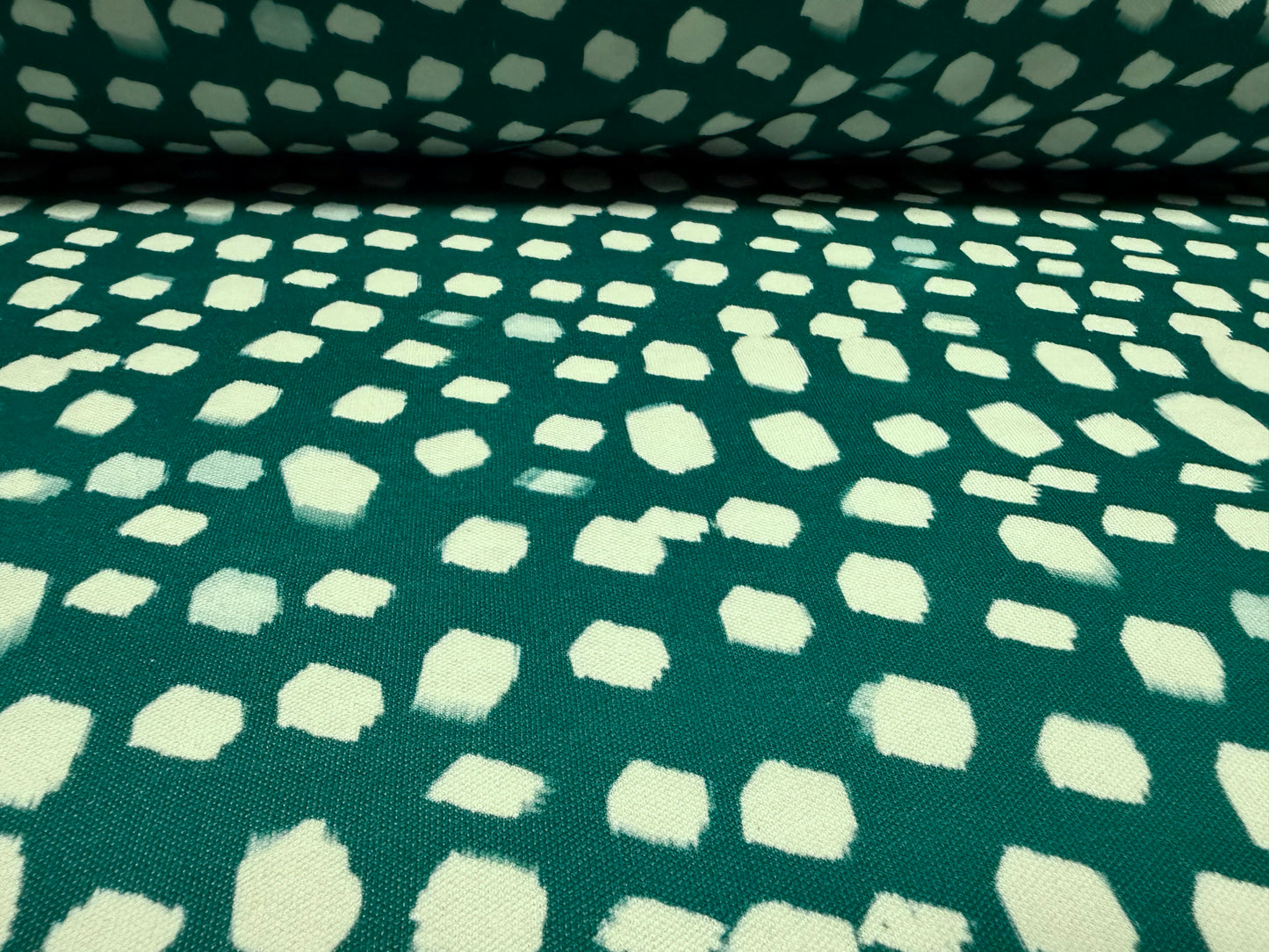 Toledo double jersey fabric, per metre - abstract print - pine forest green