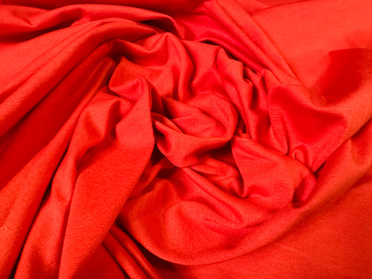 Cotton spandex stretch single jersey fabric, per metre - plain - hot orange