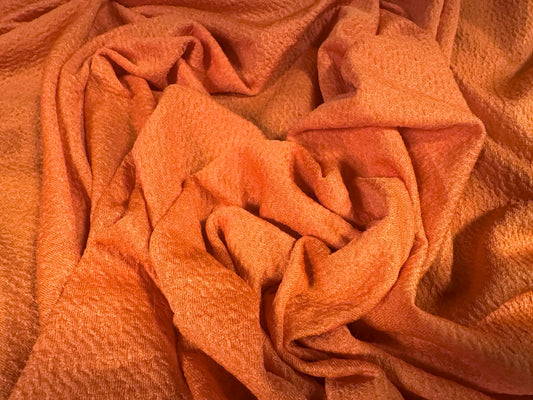 Orange Peel textured stretch spandex jersey fabric, per metre - plain - orange