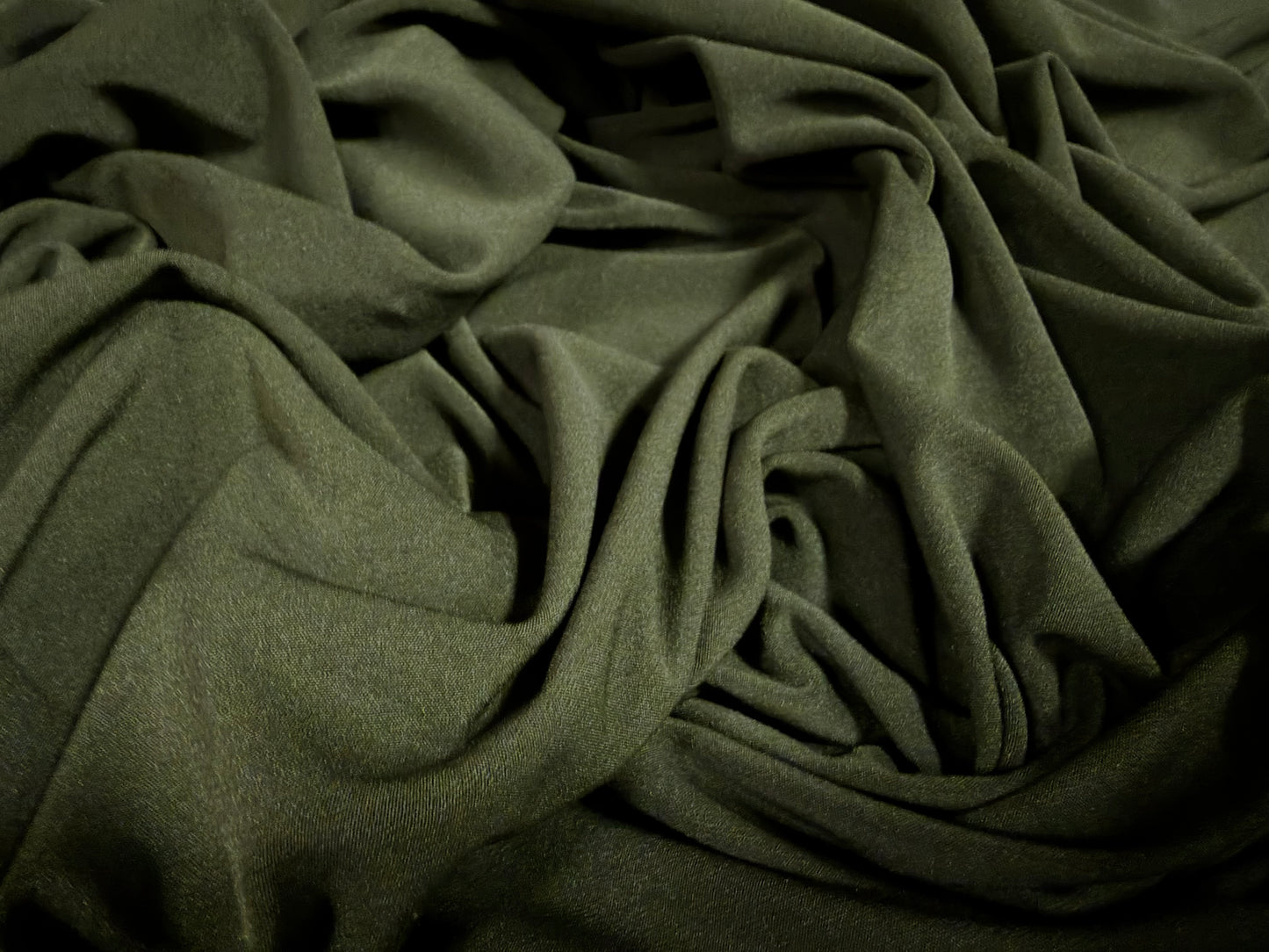 Microfibre spandex stretch jersey fabric, per metre - plain - dark olive green
