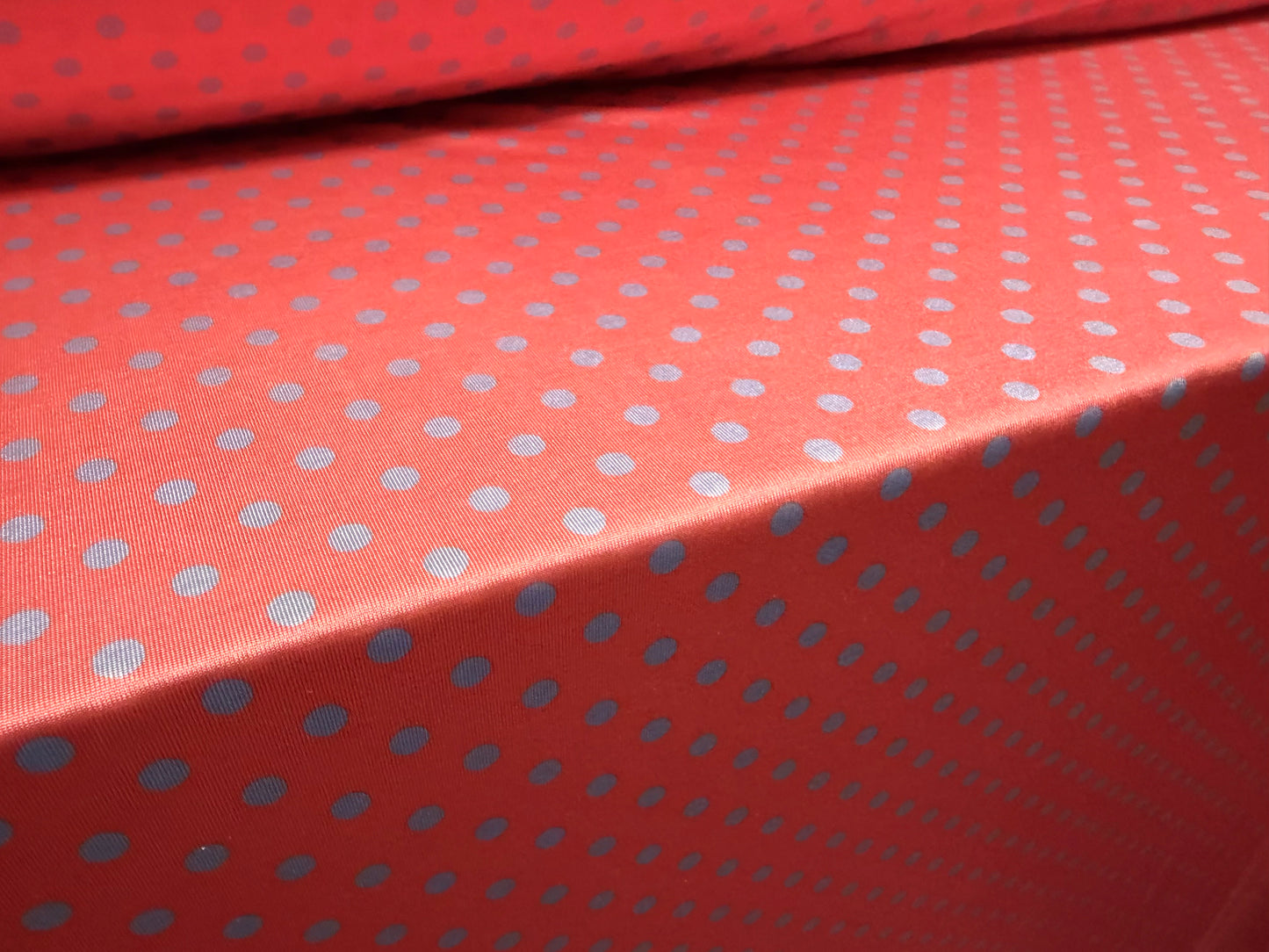 Stretch spandex single jersey fashion fabric, per metre - polka dot print - pink & sky blue