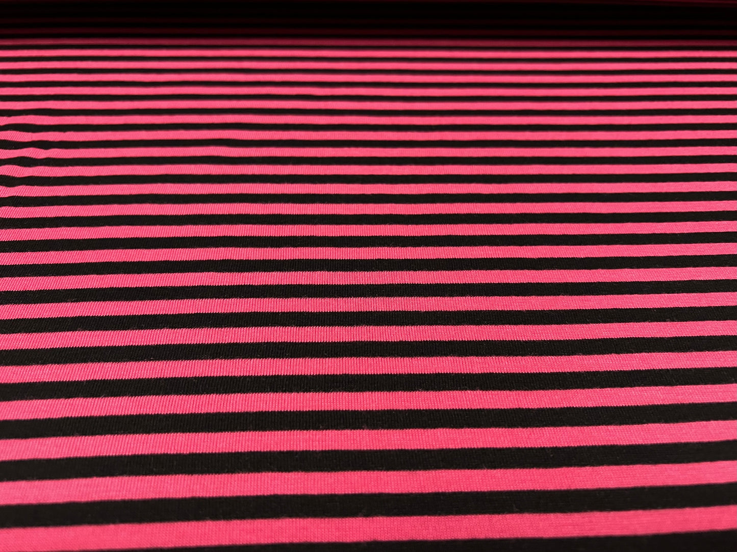 Viscose blend single jersey fabric, per metre - stripe - fuchsia & black