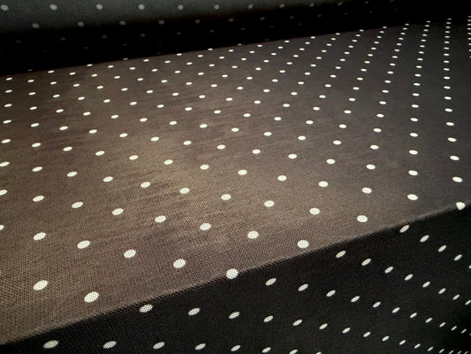 Power mesh net stretch spandex fabric, per metre - spot print - black & white