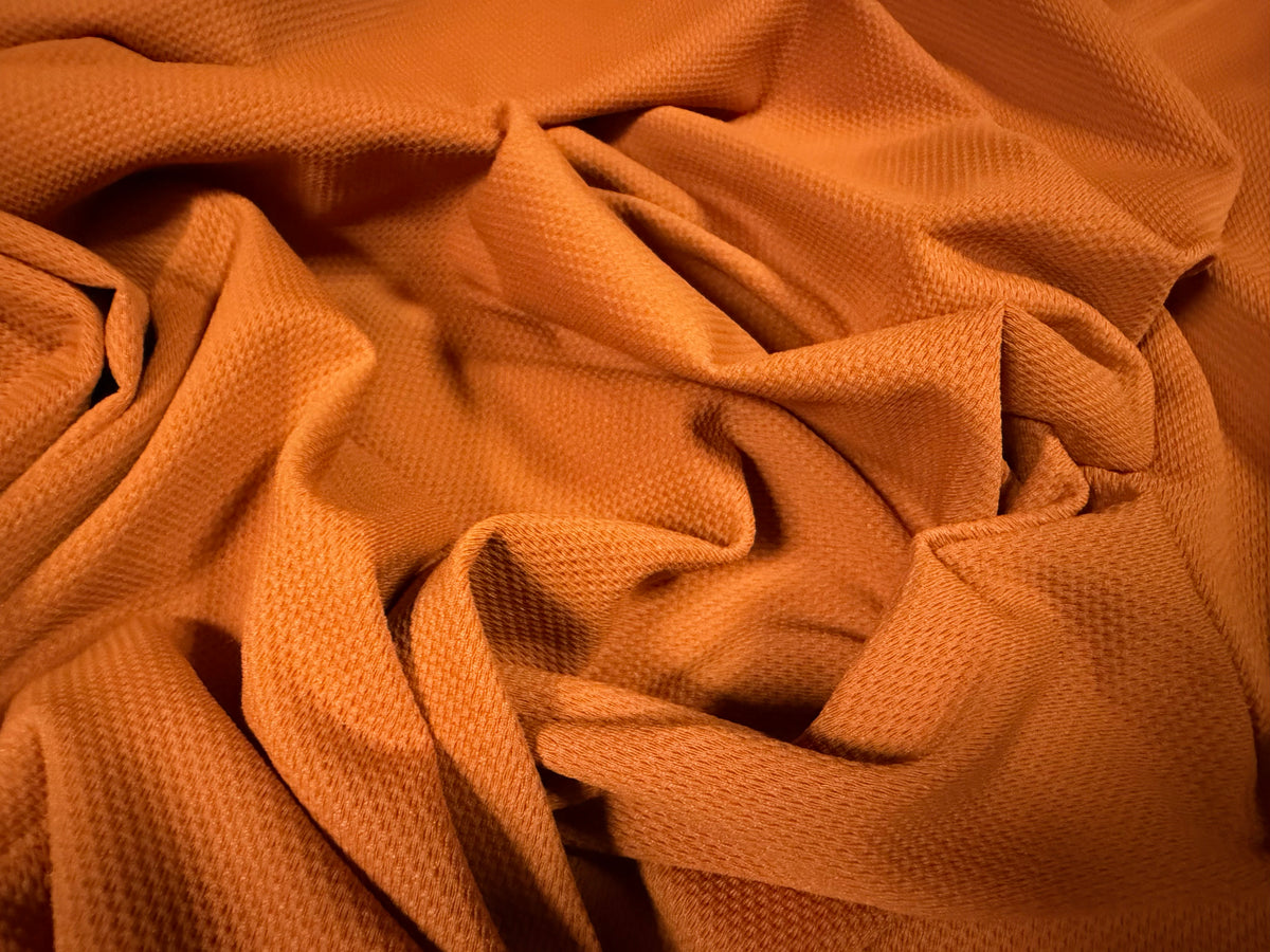 Piqué stretch jersey fabric, per metre - plain - terracotta