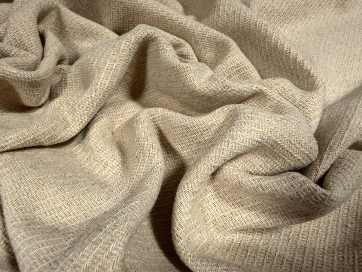 Soft wool twill fabric, per metre - plain - dirty cream