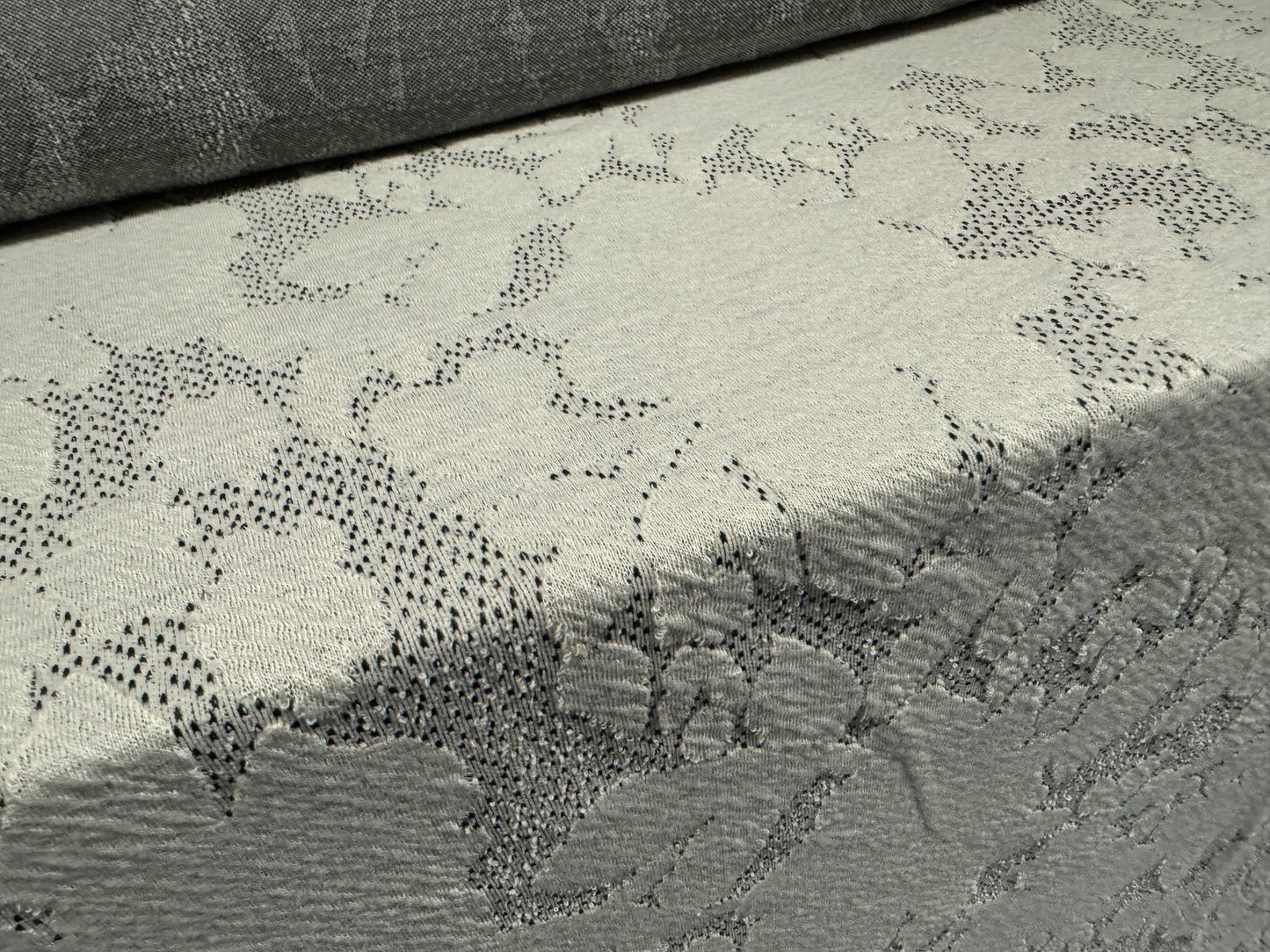 Stretch cloqué double jersey fashion fabric, per metre - floral jacquard - cream grey