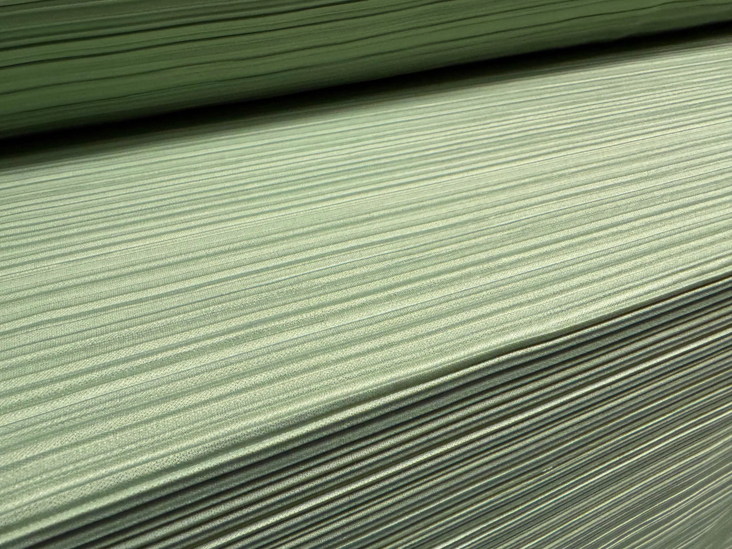 Plissé stretch spandex pleated dulled sateen fabric, per metre - plain - sage green