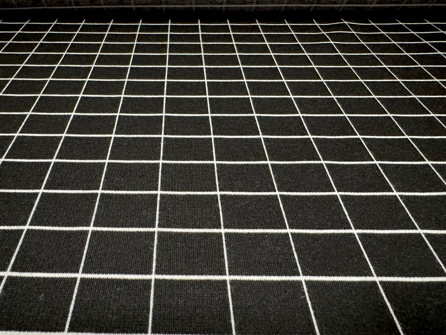 Ponte Roma double jersey knit fabric, per metre - matrix square check - black & white
