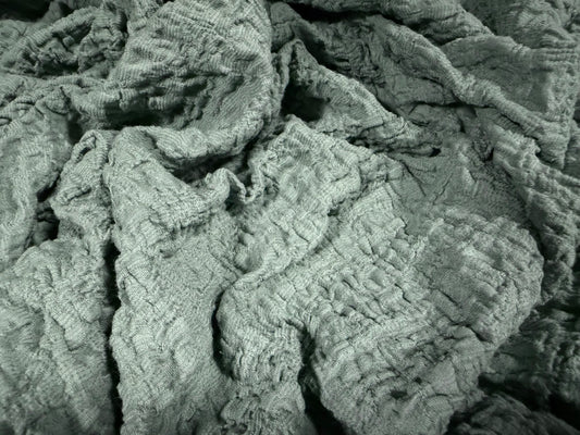 Blister jacquard stretch woven fabric, per metre - solid - duck egg