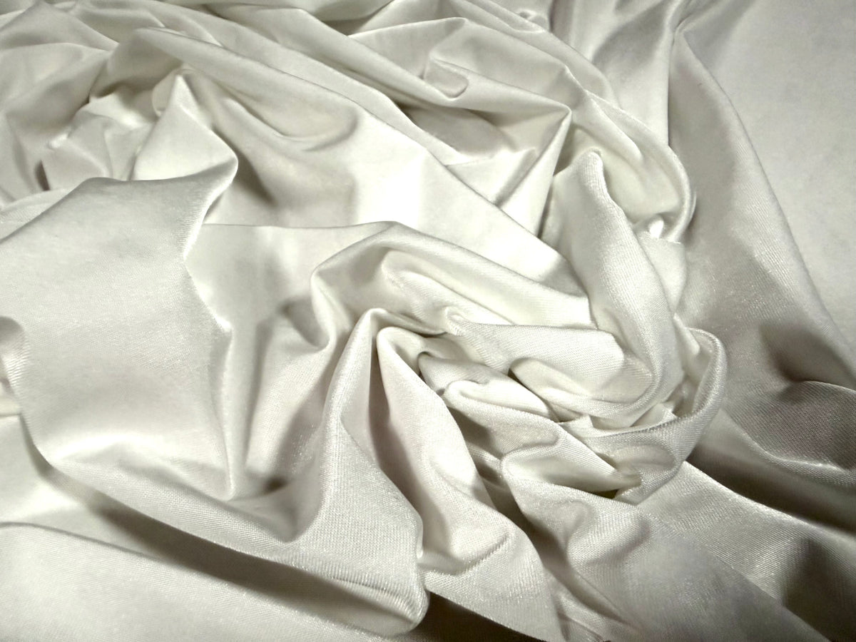 Disco shimmer stretch spandex jersey fabric, per metre - plain - white