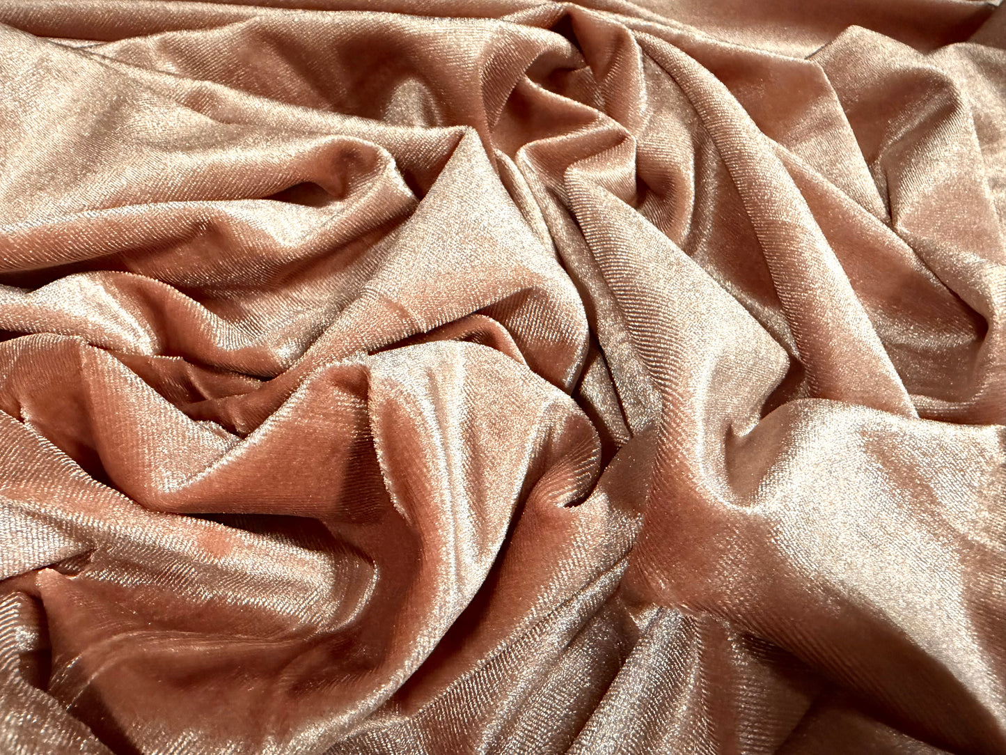Spandex velvet stretch dress fabric, per metre - plain - dusky pink