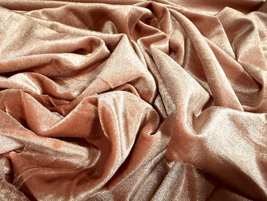 Spandex velvet stretch dress fabric, per metre - plain - dusky pink