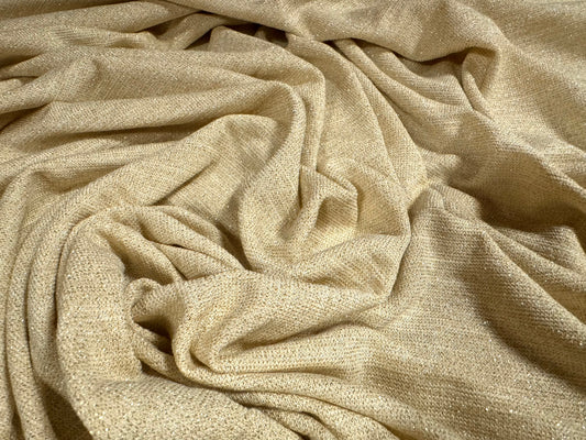 Metallic stretch crepe jersey fabric, per metre - lurex sparkle - oyster