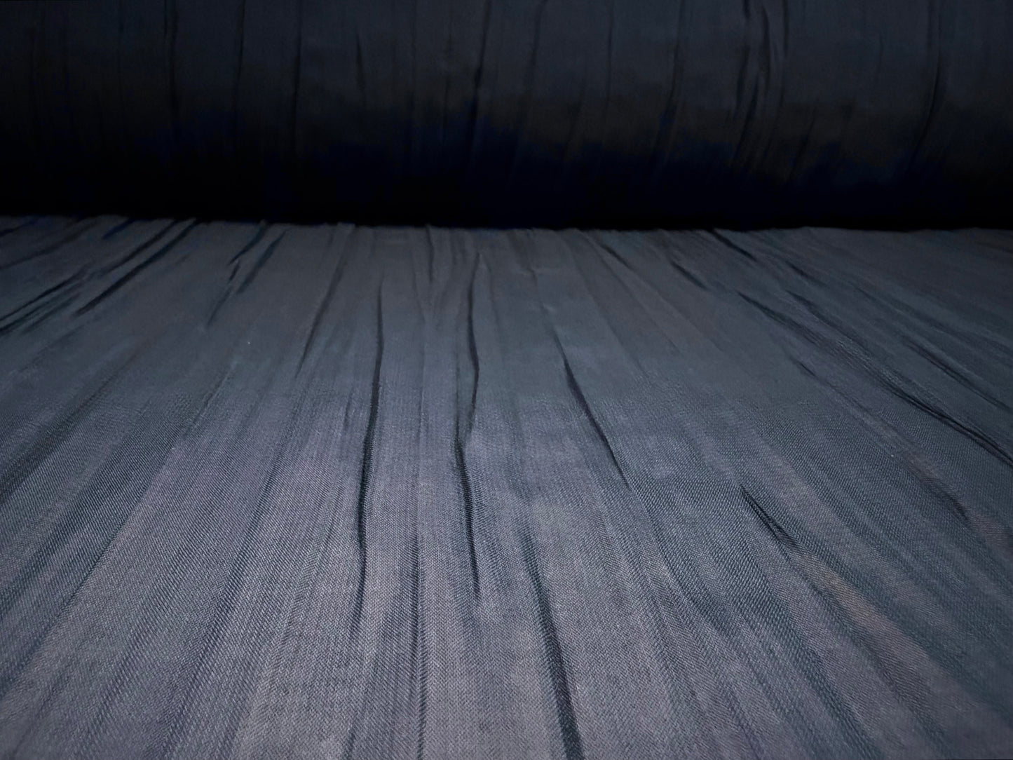 Pleated chiffon lightweight woven dress fabric, per metre - plain - navy blue