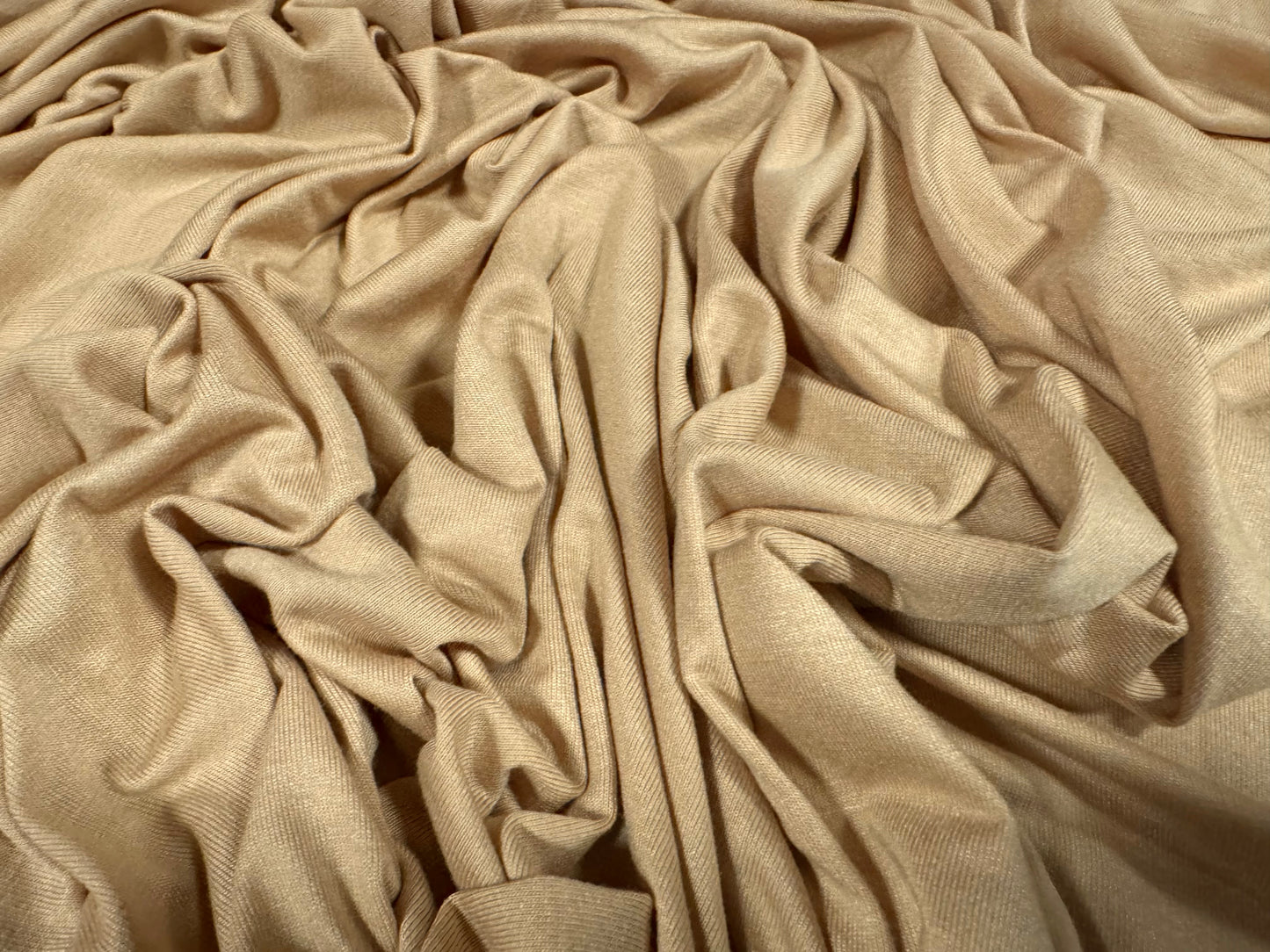 Viscose spandex stretch single jersey fabric, per metre - plain - stone