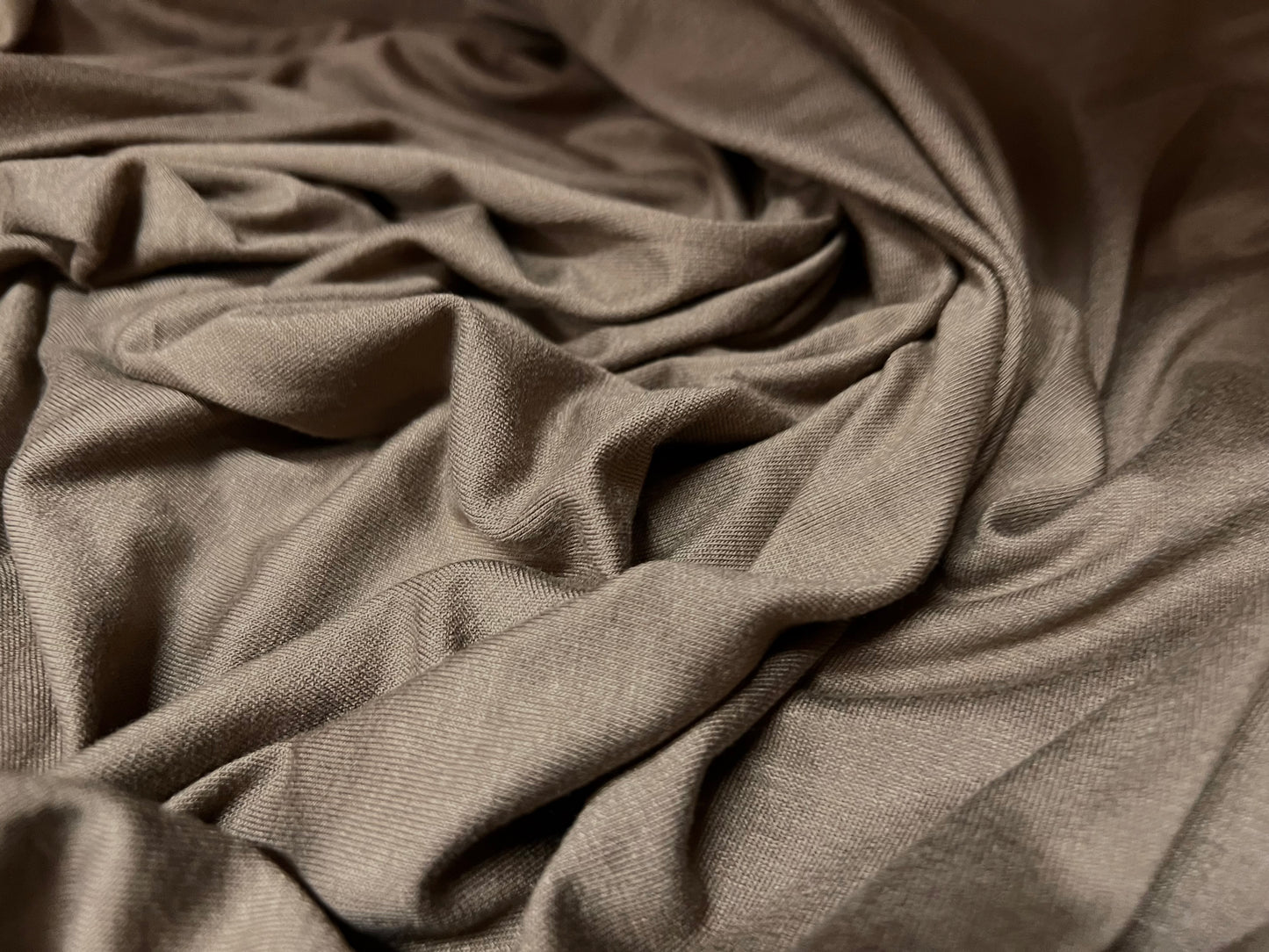 Viscose spandex stretch single jersey fabric, per metre - plain - taupe